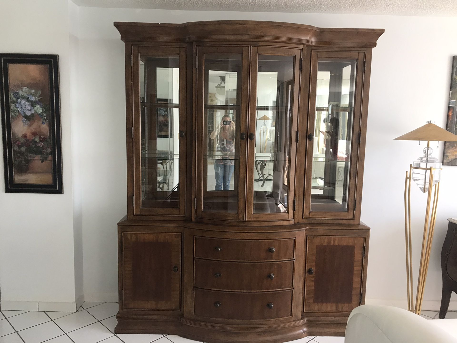 Wood and glass china cabinet