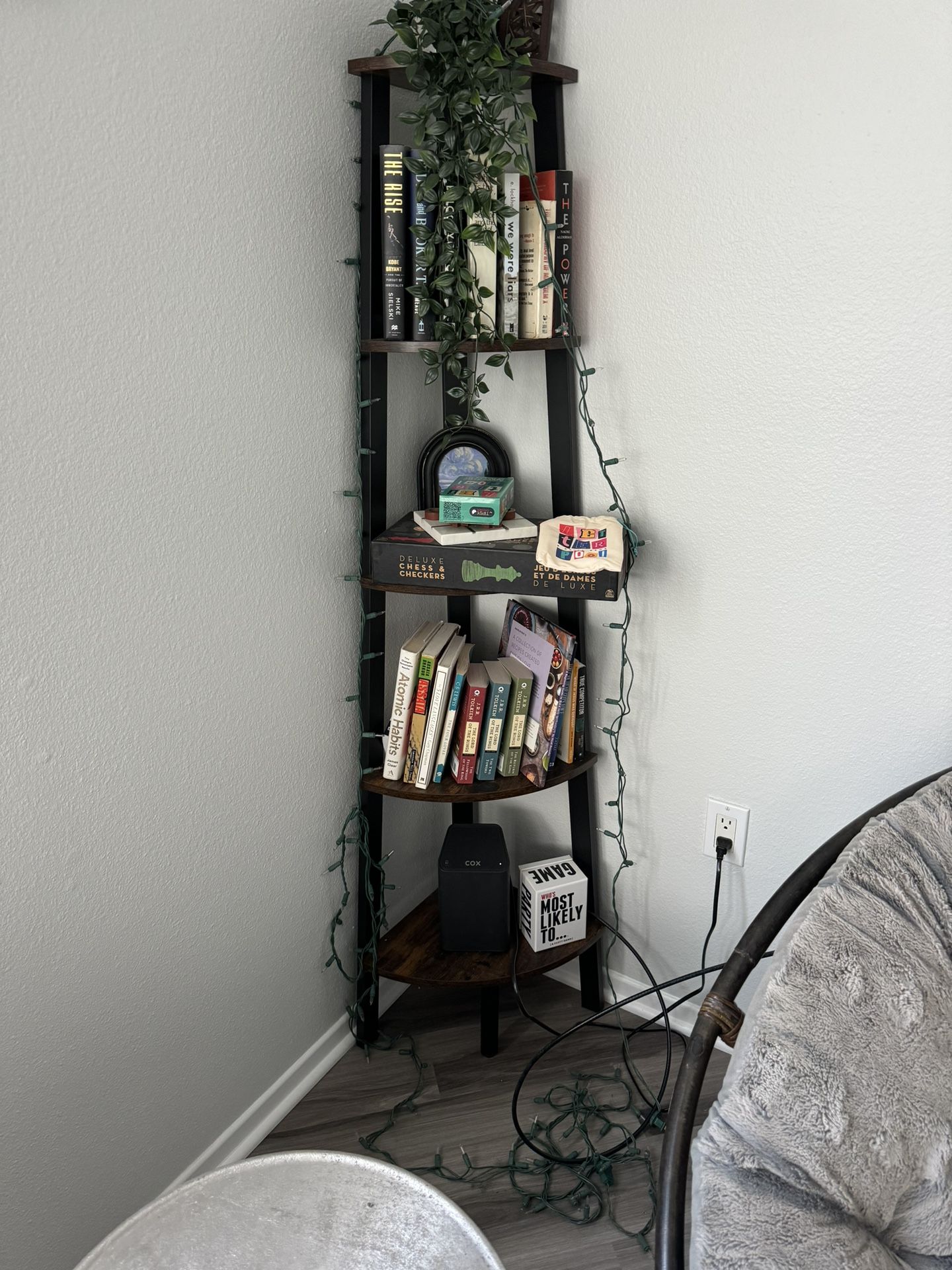5-Tier Corner Shelf – Wood & Metal