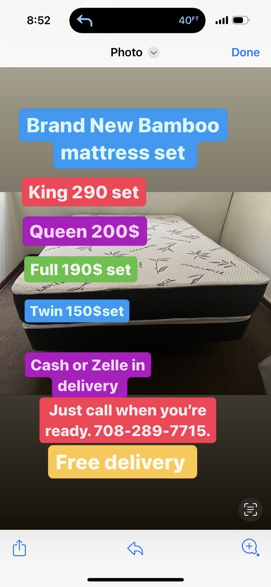 Huge sale for Mattress And Box Twin size mattress and box 150.$ full 190$ Queen 200$ king 290$. Mattress And Box and frame and headboard. King 580$ Qu