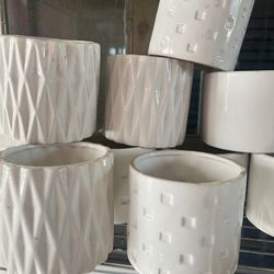 6” Diameter White Ceramic Pot