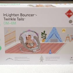 Infant Baby Bouncer with Lightning Toy Bar - 0M-6M