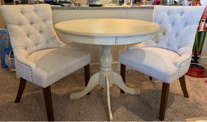 Kitchen/Dining table w/ two upholstered chairs