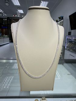 Silver Moissanite Tennis Necklace with Clear Stones