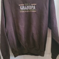 MC Sport brown sweatshirt for XL 42-44. 100% Grandpa, The Man, The Myth, The Legend. 60% cotton, 40% polyester. East, west, north. 