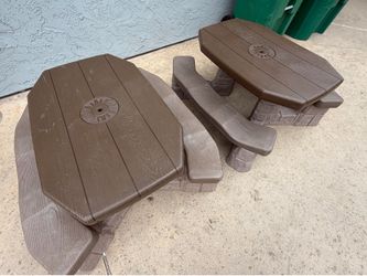 Two kids picnic tables