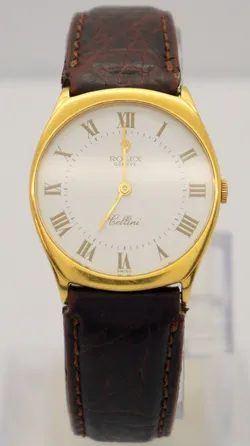 Rolex Cellini 18K Yellow Gold 31mm White Dial Roman Mechanical Wind Watch 4133