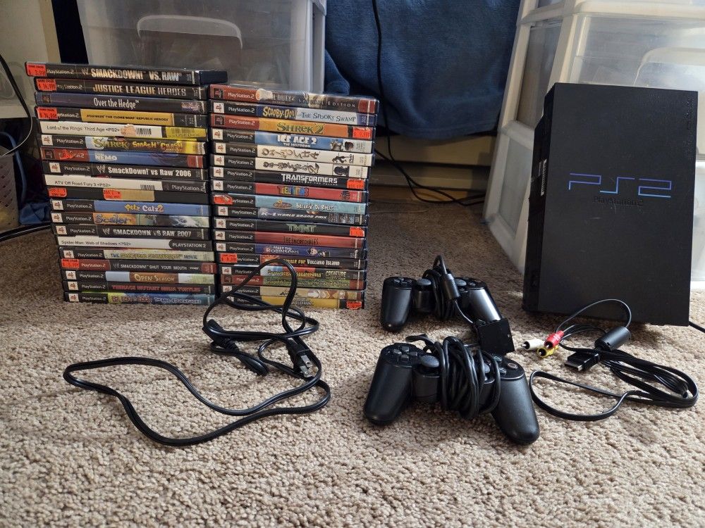 Playstation 2 (PS2) Console With 36 Games