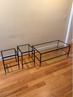 Glass Table and Stackable Side Tables