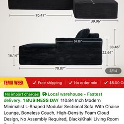 L Shape Boneless Sectional