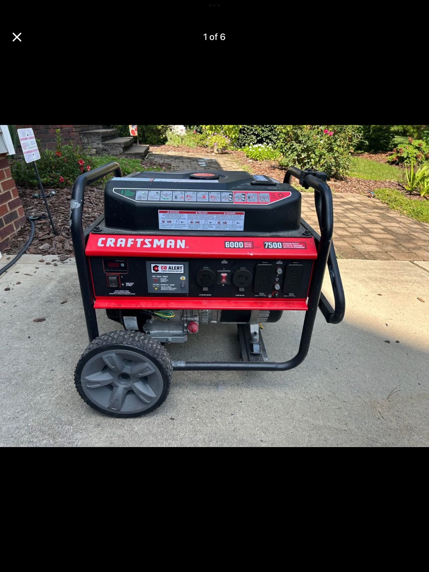 Craftsman 7500 / 6000 -Watt Portable Gas Generator — Like New