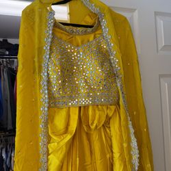 3 Pieces Indian Dhoti Style With Choli And Vest 