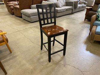 Black Bar Stools with Brown Seat Set of 4