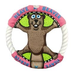 Funny Cute Animals Soft Canvas Dog Flying Disc with Rope Chew Rings，Water Floating Dog Training Ring for Small Dogs