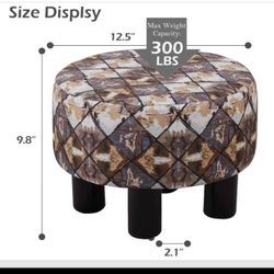 Cpintltr Linen Ottoman Round Footrest Stool Upholstered Step Stool