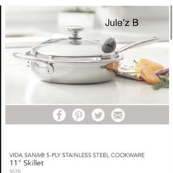 Sartén De 11” Vida Sana 5 Ply Nuevo En Su Caja 
