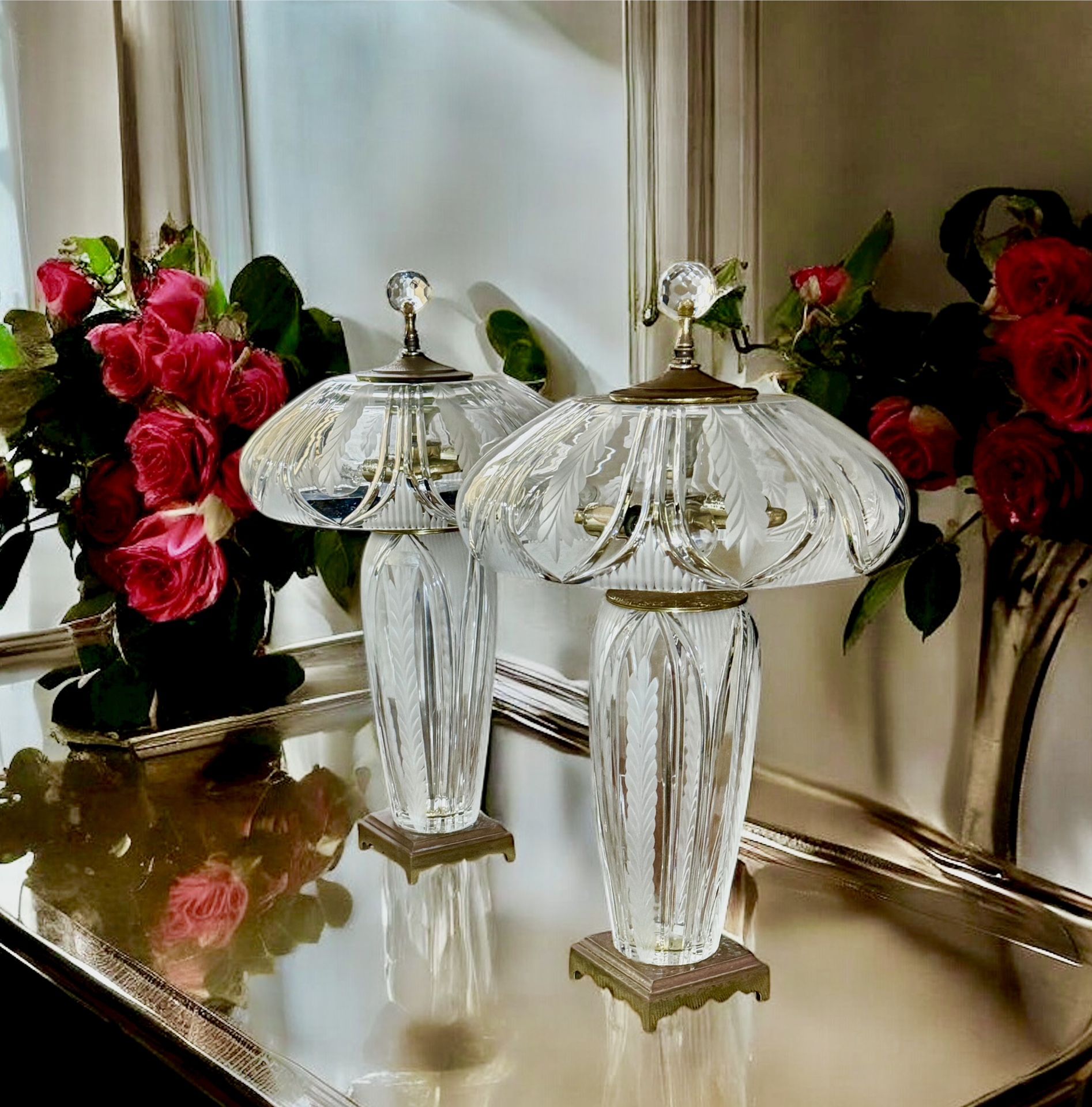 vintage Crystal Elegant Lamps Sold As A Pair Work Great