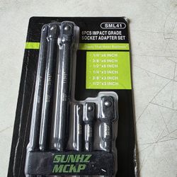 Brand new 6 pcs impact grade socket adapter set (1/4", 3/8" & 1/2" drive)