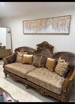 Victorian Style Carved Wood Sofa