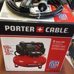 6 Gal. 150 PSI Portable Electric Pancake Air Compressor 18-Gauge Brad Nailer & Hose