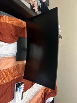 Black Curved Ultrawide Computer Monitor, with skytech pc and comes with cables and with keyboard and mouse.