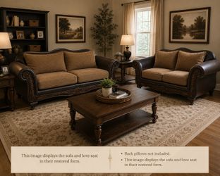 MATCHING SOFA & LOVESEAT SET – CLASSIC CARVED WOOD DESIGN 🔥