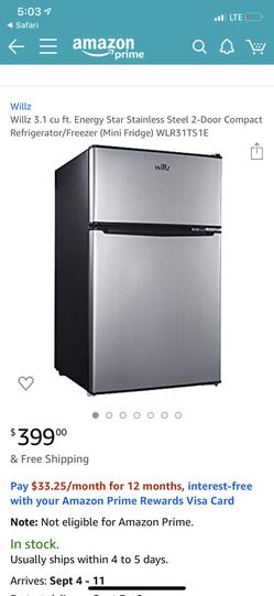 Willz 3.1 cubic ft mini fridge, works great!