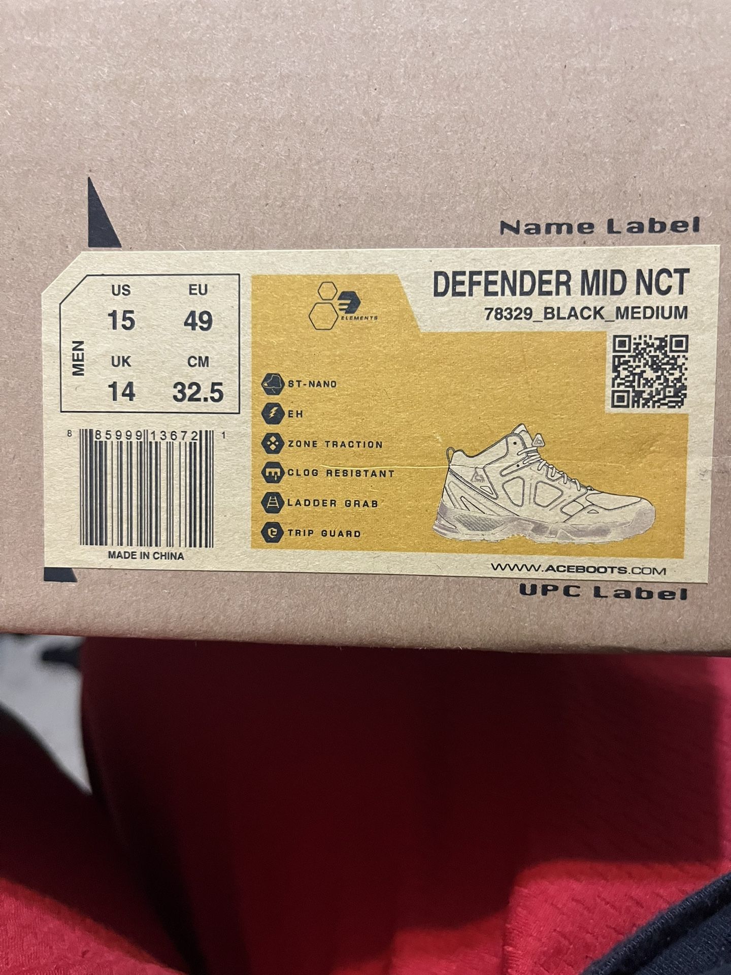 Size 15 Men’s Defender Mid Steel toe