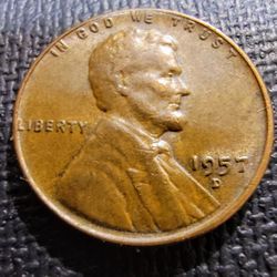 1957-D Lincoln Wheat Penny Very Good Circulated Condition 