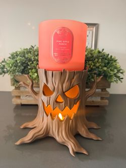Jack-o-stump Halloween candle holder