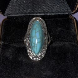Turquoise And Silver Ring Size 4.5