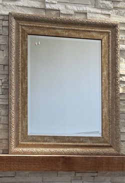Ornate Gold Framed Beveled Wall Mirror