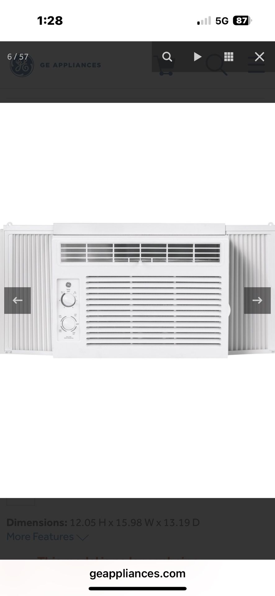 GE® 5,000 BTU Electronic Window Air Conditioner for Small Rooms up to 150 sq ft