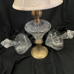 Waterford Cristal Lamp And Matching Shannon Chystal Decanters