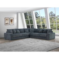 36 INCH DEEP SEATING SECTIONAL IN DARK GREY CURDOROY 