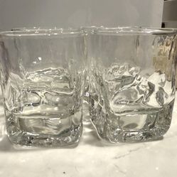 Set of 4 -MCM Durobor Quartz Double Old Fashioned Glasses, Rock Glasses, Barware, Weighted Bottom, Belgium Made