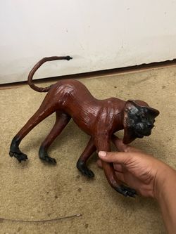 Antique 60s Hand made Leather Capuchin Monkey statue