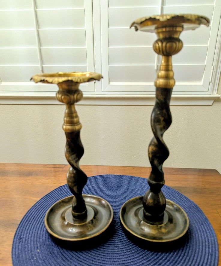 Bronze and Brass Twist Candle Holders