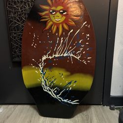 Vintage Wood Skimboard Boogie Body Surf Board Sun Waves Beach Sand
