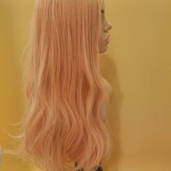 Long Pink Wavy Wig
