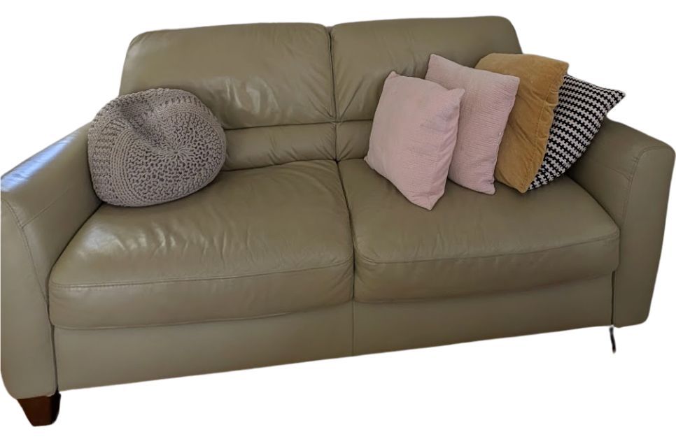 Sage Leather Couch - Good Condition