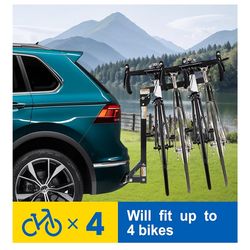 4 Bicycle Bike Hitch Rack And 2 Cross Bar Bike Adapters