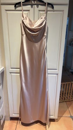 Revelry beige champagne long dress adj straps side zip see last pic for flaws