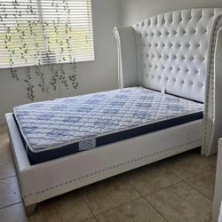 WHITE tall headboard BED 🤍🤍