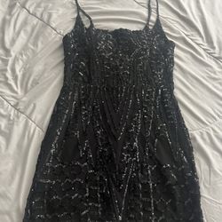 Sequins Black Dress 