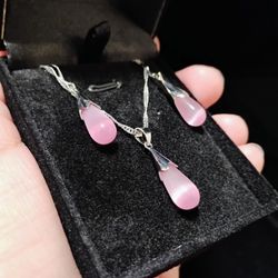 Pink Quartz Silver Set 