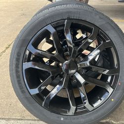 24” Gloss Black Rims With Tires  We Finance No Credit Need