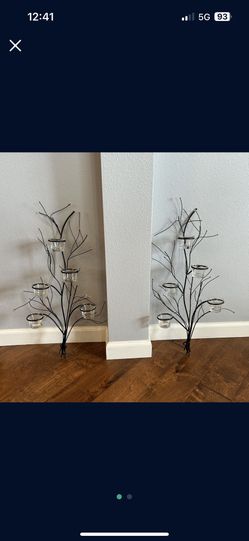 Pair Of Black Metal Tea Light Candle Sconces