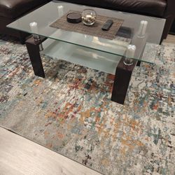 Modern Geometric Glass Coffee Table 