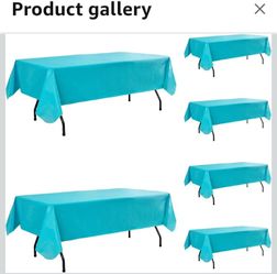 Vinyl Tablecloth with Flannel Backing-6 Pack Teal 60x120 Inch Outdoor Waterproof Plastic Table Cloth-Wipeable Heavy Duty Oilcloth Rectangle 8 Foot Pro