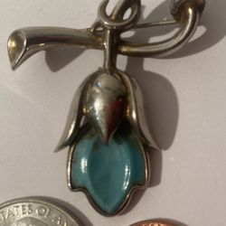 Vintage Trifari Turquoise Rose Brooch Pin